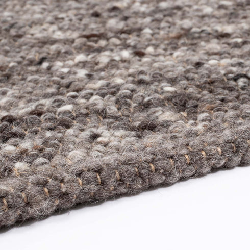 Wollteppich Natur | Reine Schur-Wolle Handweb Teppich im Skandinavischen Design | Grau Multi